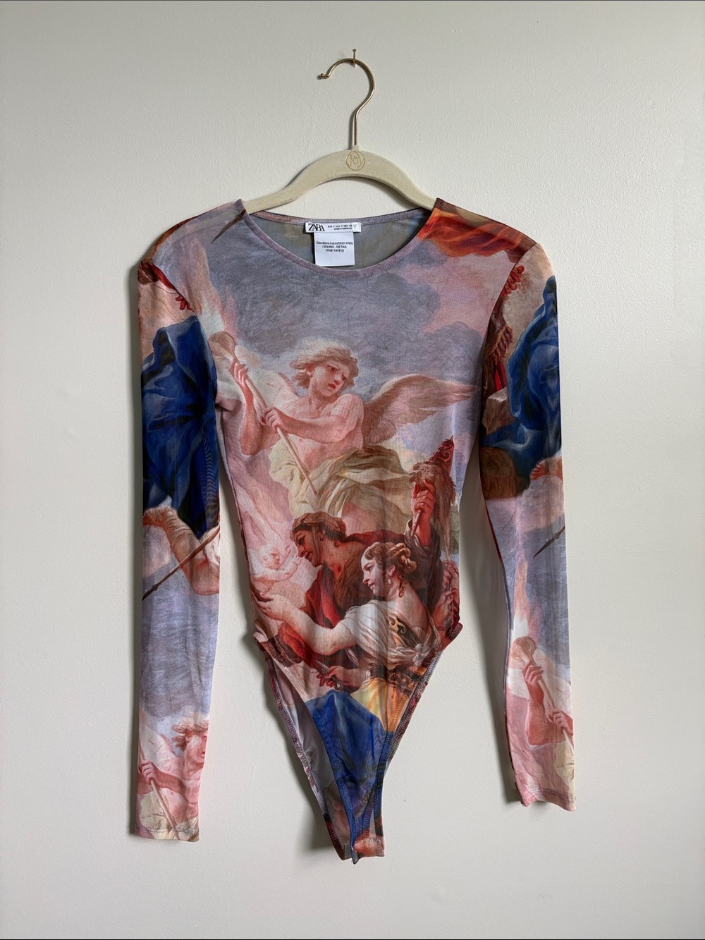 Zara mesh long sleeve painting bodysuit “the fates”